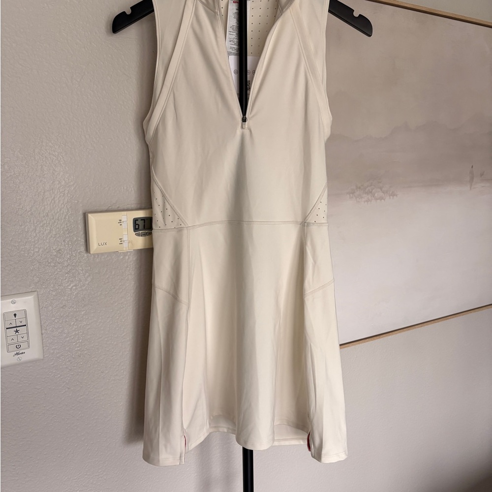 Wilson Cream Sleeveless Mini Dress with Front Zip and removable sleeves